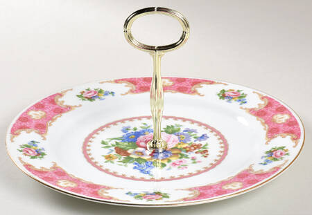 Spring Garden (Gold Trim) Round Serving Plate with Center Handle (Dp) Hc