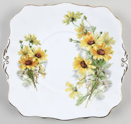 Brown Eyed Susan Square Handled Cake Plate