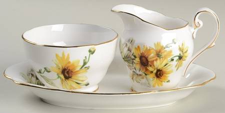 Brown Eyed Susan Mini Creamer & Open Sugar with Tray