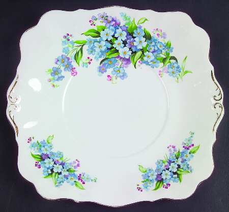 Forget Me Not Square Handled Cake Plate