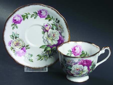 Irish Elegance (Brushed Gold Trim) Footed Cup & Saucer Set