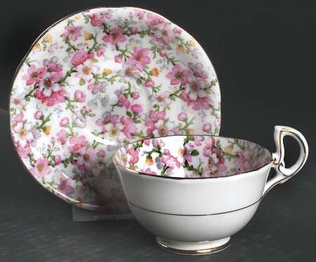May Medley (Gold Trim) Footed Cup & Saucer Set