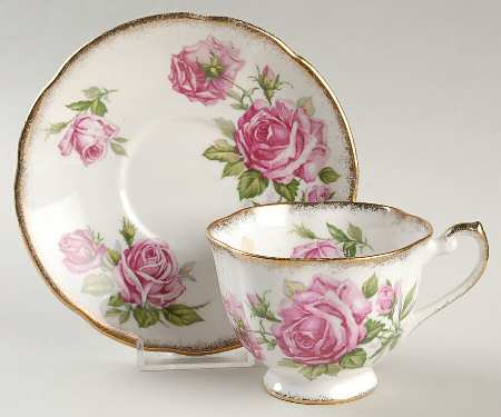 Orleans Rose Footed Cream Soup Bowl & Saucer Set