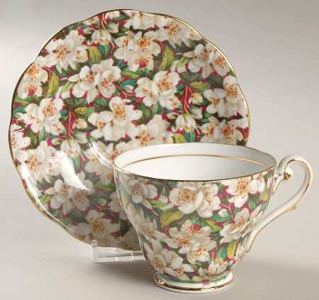 Peach Tree Footed Cup & Saucer Set