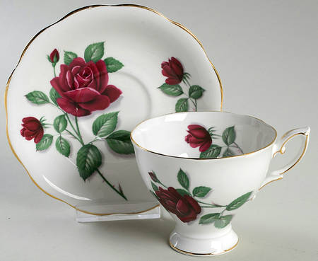 Red Velvet Footed Cup & Saucer Set