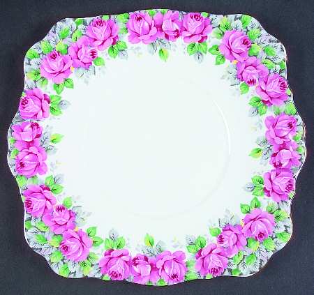 Rose of Sharon Square Handled Cake Plate