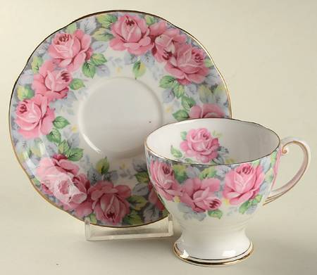 Rose of Sharon Footed Demitasse Cup & Saucer Set