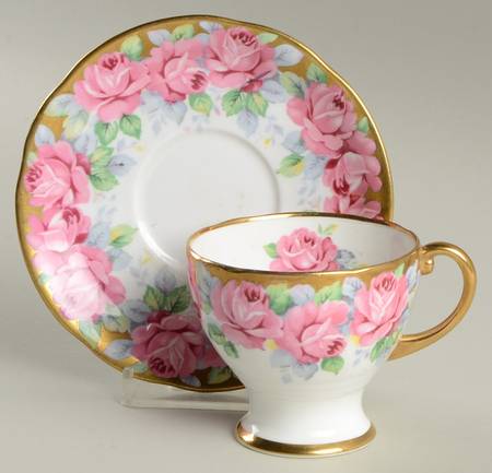 Rose of Sharon Footed Demitasse Cup & Saucer Set