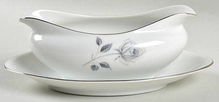 Midnight Rose Gravy Boat with Attached Underplate