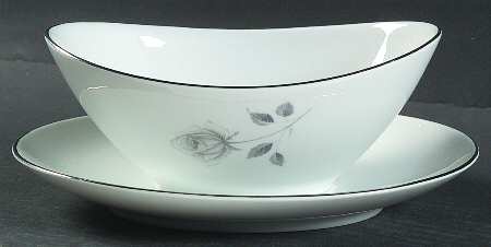 Midnight Rose Gravy Boat with Attached Underplate