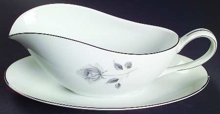 Midnight Rose Gravy Boat with Attached Underplate