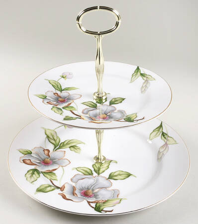 Dogwood 6 5/8"-10"  2 Tiered Serving Tray (Dp, Sp) HC