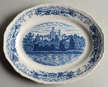 Historic Castles Blue 9" Oval Serving Platter