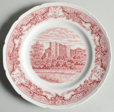 Historic Castles Pink Salad Plate