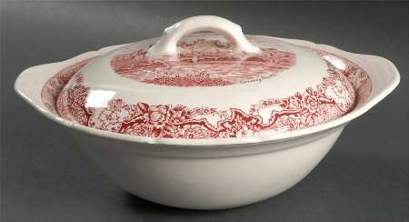 Historic Castles Pink Round Covered Vegetable