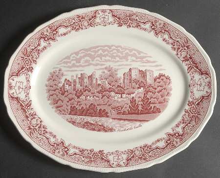 Historic Castles Pink 14" Oval Serving Platter