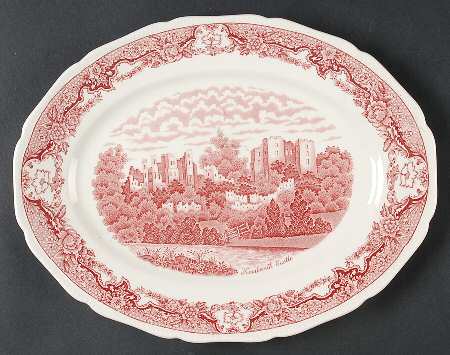 Historic Castles Pink 12" Oval Serving Platter