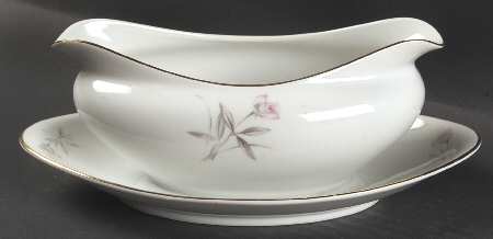 Blush Rose Gravy Boat with Attached Underplate