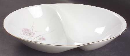 Blush Rose 11" Oval Divided Vegetable Bowl