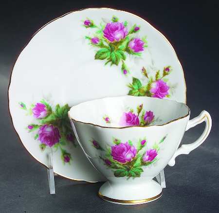 Antique Rose Footed Cup & Saucer Set