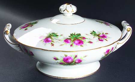 Antique Rose Round Covered Vegetable