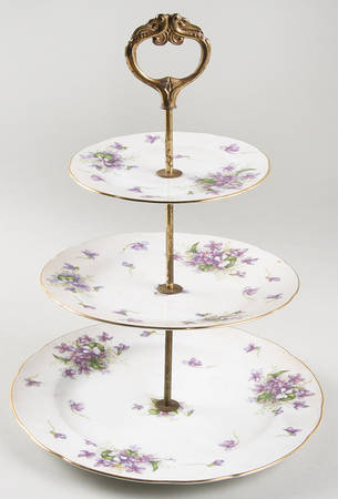 Spring Violets 3-Tiered Serving Tray (DP, SP, BB)
