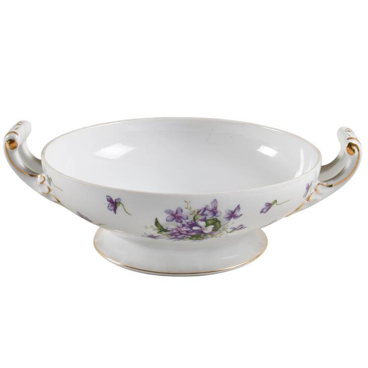 Spring Violets Round Vegetable No Lid