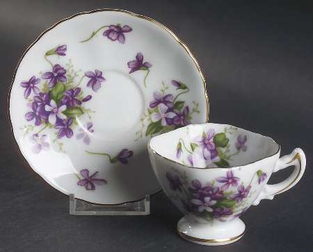 Spring Violets Footed Demitasse Cup & Saucer Set
