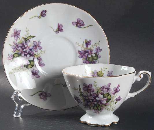 Spring Violets Footed Cup & Saucer Set