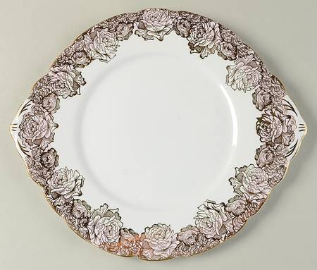 Golden Bouquet Handled Cake Plate