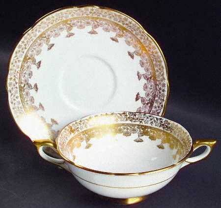 Gold Regent Footed Cream Soup Bowl & Saucer Set