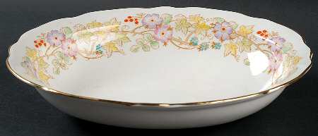 Hedgerow (Bone, Vine with Berries) 9" Oval Vegetable Bowl