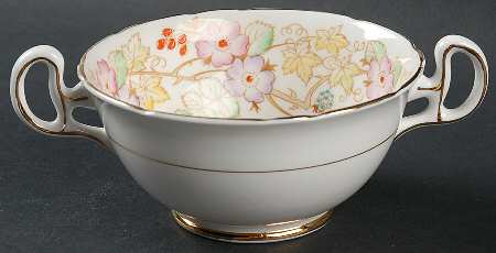 Hedgerow (Bone, Vine with Berries) Footed Cream Soup Bowl