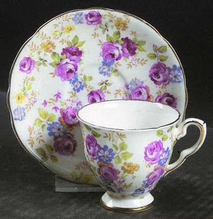 June Roses Footed Demitasse Cup & Saucer Set