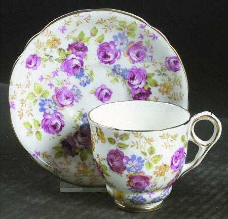June Roses Footed Demitasse Cup & Saucer Set
