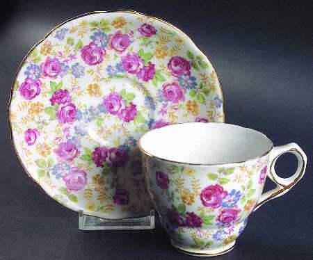 June Roses Footed Cup & Saucer Set