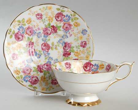 June Roses Footed Cup & Saucer Set