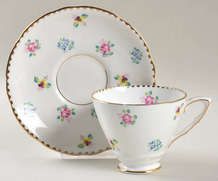 Rose, Pansy, Forget Me Not Footed Cup & Saucer Set