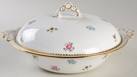 Rose, Pansy, Forget Me Not Round Covered Vegetable