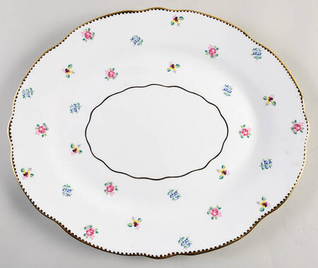 Rose, Pansy, Forget Me Not 14" Oval Serving Platter