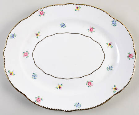 Rose, Pansy, Forget Me Not 12" Oval Serving Platter