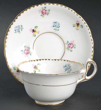 Rose, Pansy, Forget Me Not Footed Cup & Saucer Set