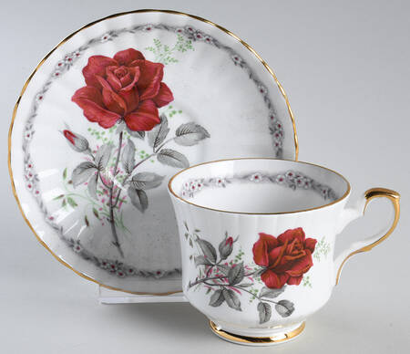 Roses To Remember (Fluted) Footed Cup & Saucer Set