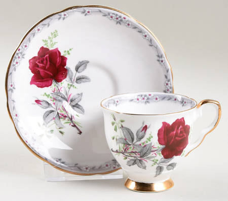 Roses To Remember (Scalloped) Footed Demitasse Cup & Saucer Set
