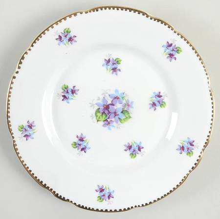 Sweet Violets (Not Embossed, Gold Drops Edge) Dessert/Pie Plate