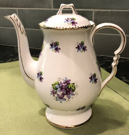 Sweet Violets (Not Embossed, Gold Drops Edge) Mini Coffee Pot & Lid