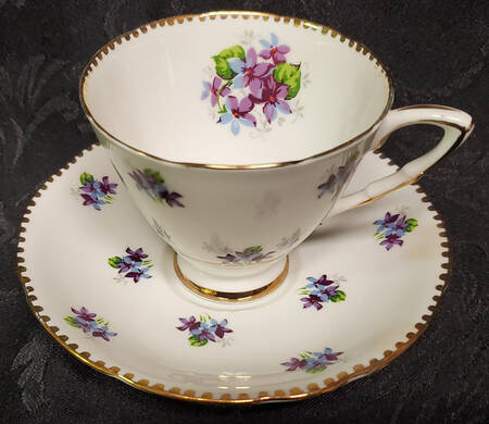 Sweet Violets (Not Embossed, Gold Drops Edge) Footed Cup & Saucer Set