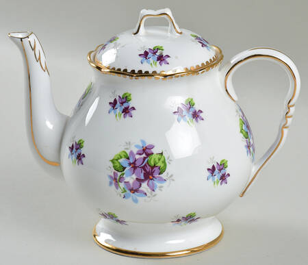 Sweet Violets (Not Embossed, Gold Drops Edge) Mini Teapot & Lid