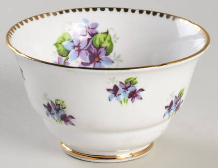 Sweet Violets (Not Embossed, Gold Drops Edge) Mini Open Sugar Bowl
