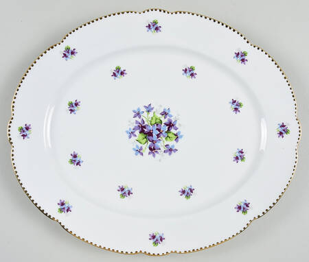 Sweet Violets (Not Embossed, Gold Drops Edge) 12" Oval Serving Platter